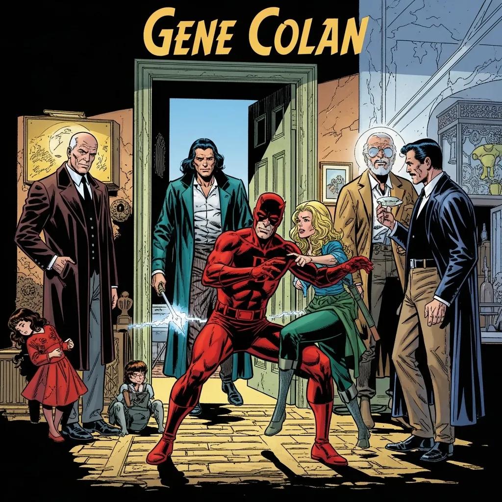 Gene Colan's iconic comic art style featuring characters from Daredevil and Tomb of Dracula